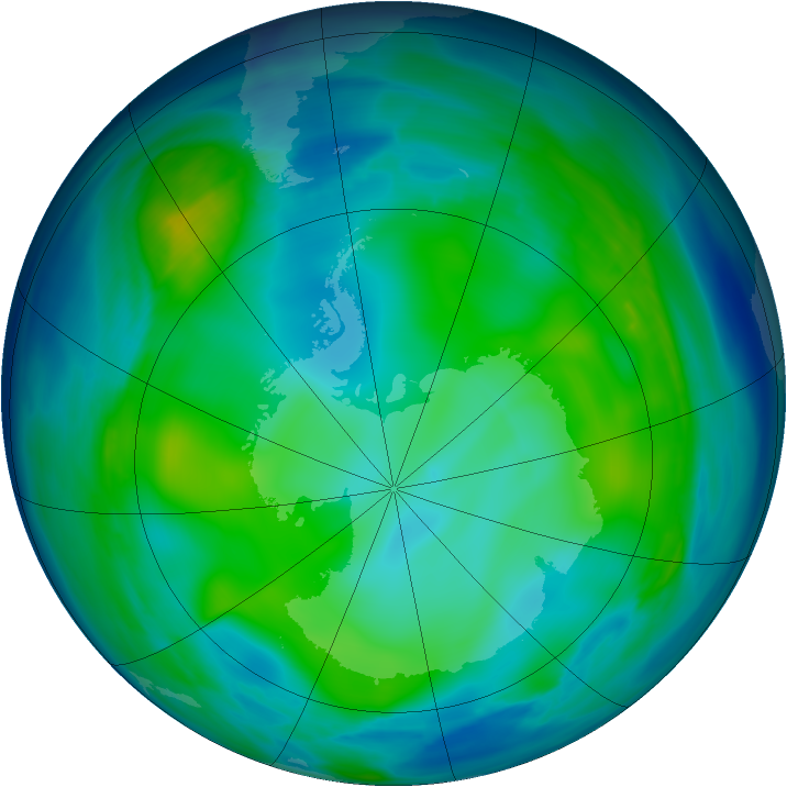 Antarctic ozone map for 31 May 2006